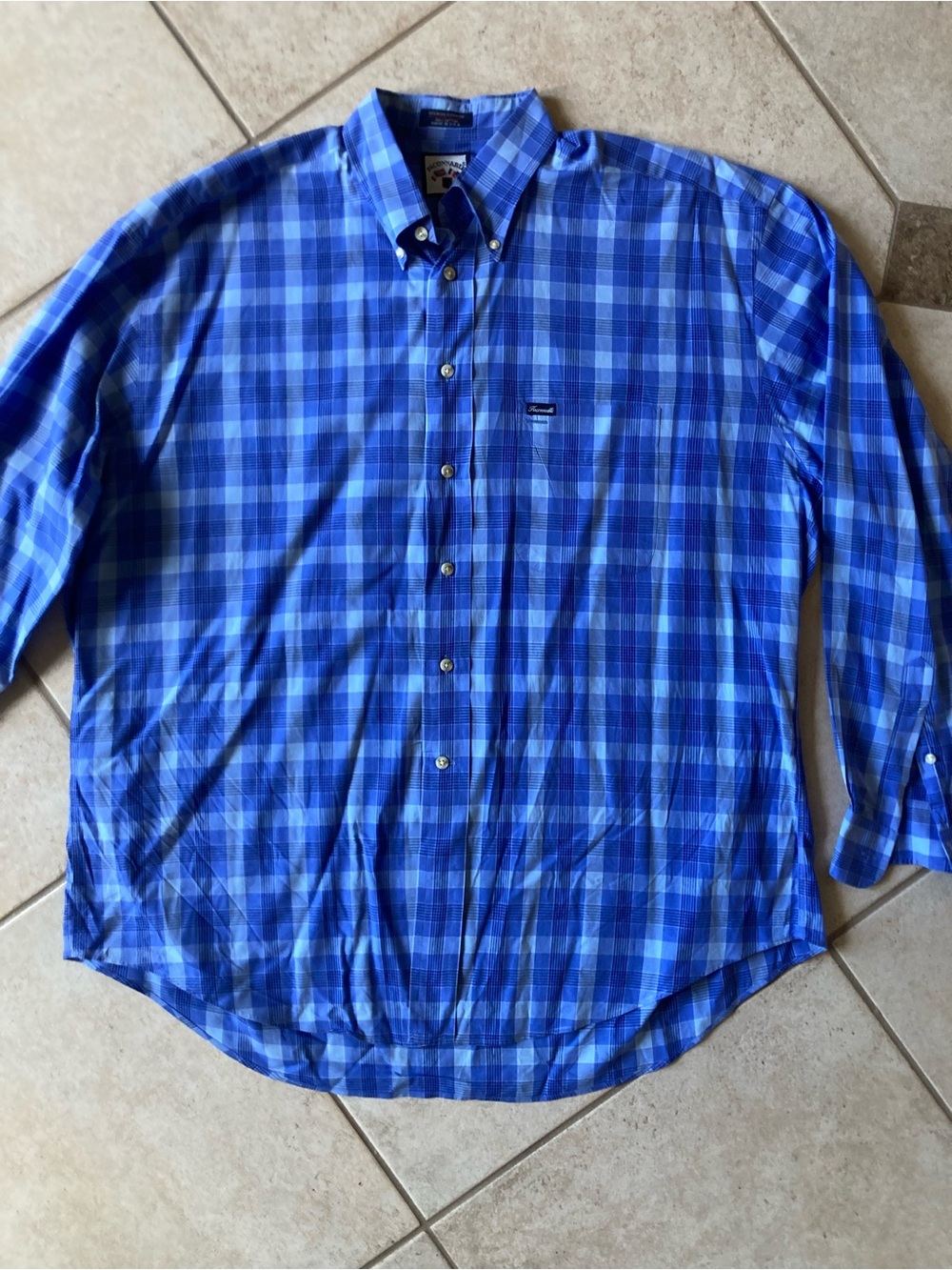 Faconnable Blue Plaid Button-Down Shirt